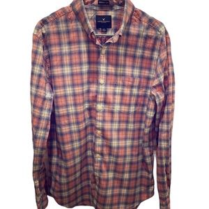 Like new! Lg American Eagle 🦅 pink/blue plaid l/s